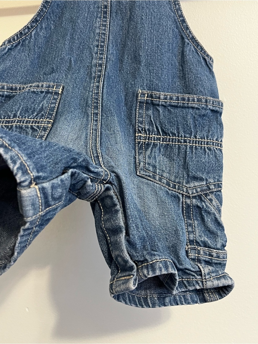 Vintage 90s OshKosh B’gosh Vestbak Blue Denim Jean Shortalls Overalls 12mo - Picture 7 of 8